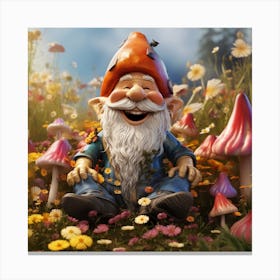 Gnome with Mushrooms Canvas Print