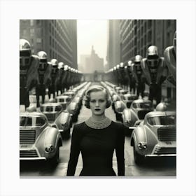 Woman In A City Canvas Print