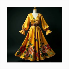 Yellow Floral Dress 6 Canvas Print