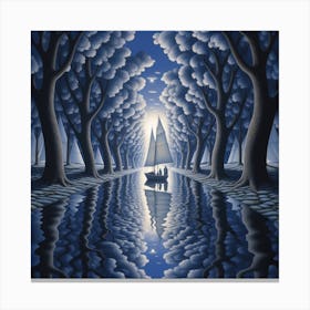 Sailboat In A Forest Canvas Print