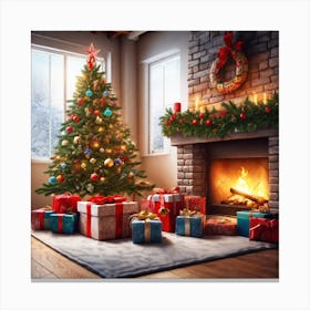 Christmas Tree In The Living Room 116 Canvas Print