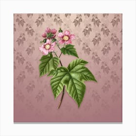 Vintage Purple Flowered Raspberry Botanical on Dusty Pink Pattern n.0060 Canvas Print