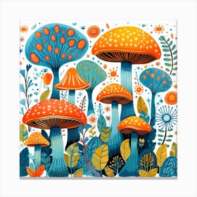 Mushrooms In The Forest 43 Canvas Print