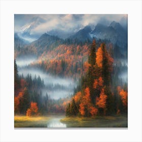 Misty Mountain Landscape Canvas Print