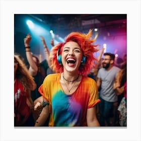 Energetic Woman With Vibrant Dyed Hair Cheerful Smile Standing Alone In A Studio Personalized Wir (1) Canvas Print