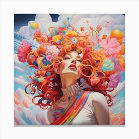 Girl With Colorful Hair Canvas Print