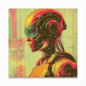 Grungy Depiction Of A Female Cyborg Canvas Print