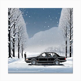 Car In The Snow 1 Canvas Print