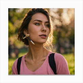 Young Woman Smoking A Cigarette Canvas Print