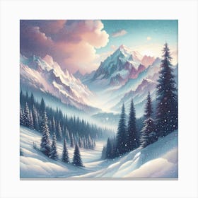 Snow avalanche in the mountains 2 Canvas Print