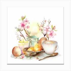 Watercolor Easter Card Canvas Print