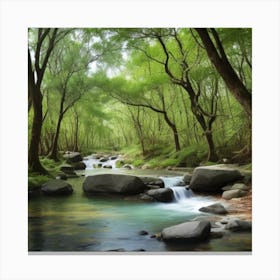 Stream In The Forest Canvas Print