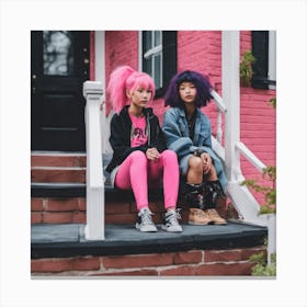 Two Girls With Pink Hair Canvas Print