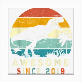 Awesome Since 2019 3 Years Dinosaur T Rex 3rd Birthday Gifts Canvas Print