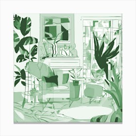 Abstract Broken Reality Neutral Green Tones 1 Canvas Print