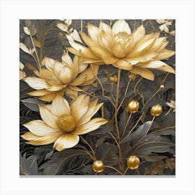 Gold Lotus 3 Canvas Print