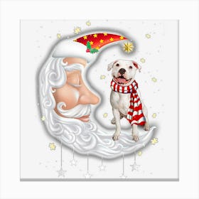 Cute Pitbull With Santa Hat Christmas Dog Lover Canvas Print