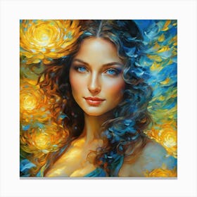 Woman With Flowersfhy Canvas Print