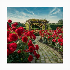 Red Roses In The Garden Canvas Print