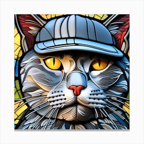 Cat, Pop Art 3D stained glass cat baseball limited edition 60/60 Canvas Print