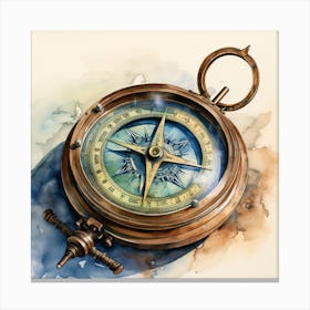 Watercolor Compass Canvas Print