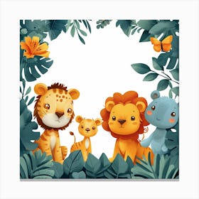 Cute Lions In The Jungle 1 Canvas Print