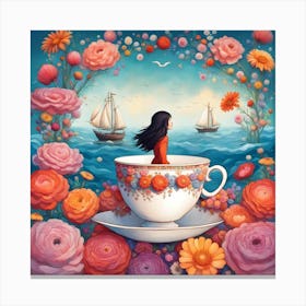 Girl In A Teacup Canvas Print