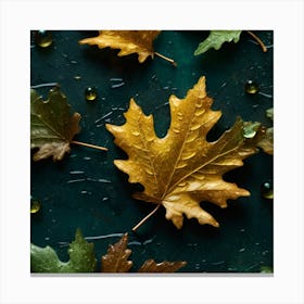 Autumn Leaves On A Dark Background Canvas Print