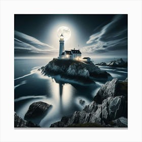 Lighthouse At Night  Canvas Print