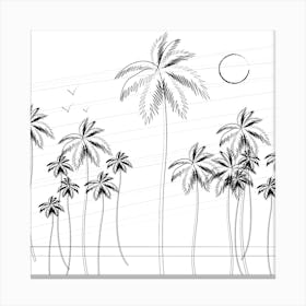 Minimal Line Palm Beach 1 Canvas Print