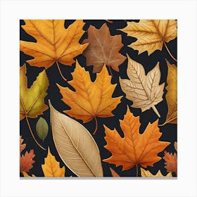 Autumn Leaves Seamless Pattern 10 Canvas Print