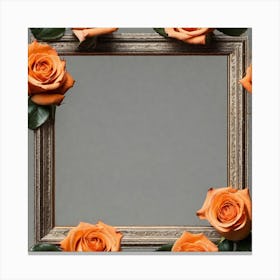 Orange Roses In A Frame Canvas Print