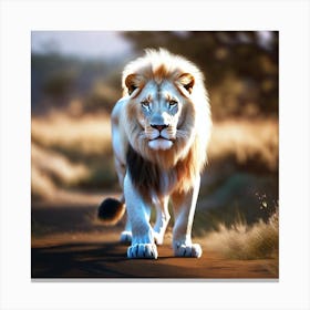 Lion Walking In The Grass Canvas Print
