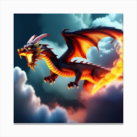 Fantasy Art: Dragon Breathing Fire Canvas Print