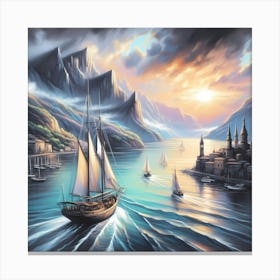 Sunset Sailboats Canvas Print