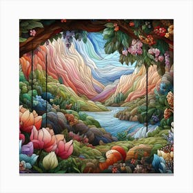 Glass mosaic landscape Canvas Print