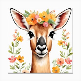 Floral Baby Antelope Nursery Illustration (28) Canvas Print