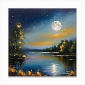 Moonlight Over The Lake 2 Canvas Print