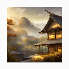 Firefly Rustic Rooftop Japanese Vintage Village Landscape 78771 (2) Canvas Print