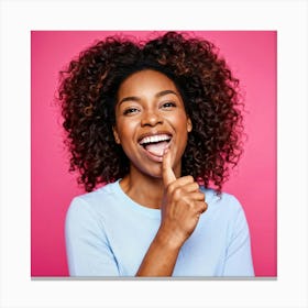 African American Young Woman Smiling With An Expression Of Happiness And Success Isolated Against Canvas Print