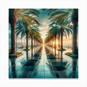 Palm Trees At Sunset Canvas Print