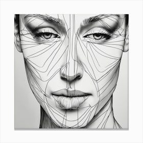 Line Drawing Of A Woman'S Face Canvas Print