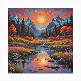 Sunset In The Mountains 3 Canvas Print