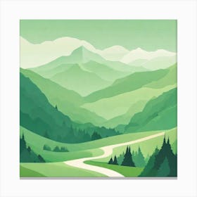 Misty mountains background in green tone 115 Canvas Print