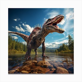 Dinosaur In The Water Canvas Print