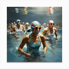 Racing Swimmers Art Print 3 Canvas Print