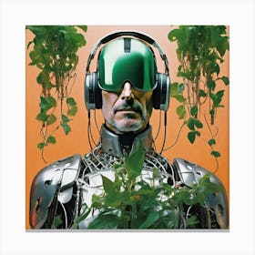 Robot With Headphones 8 Canvas Print