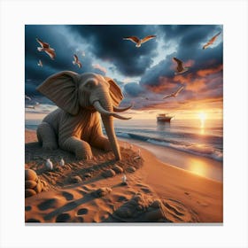 Elephant On The Beach 1 Canvas Print