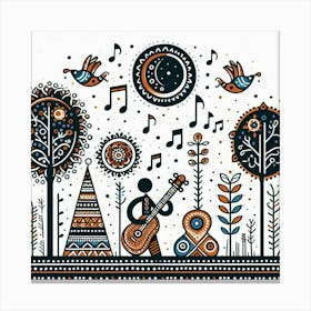 Folk Music Background Canvas Print