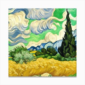 Cypresses In The Wheat Field Canvas Print